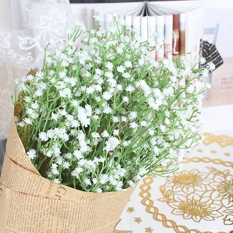 Amazon Ourwarmかすみそう かわいい 造花の かすみ草 白 花言葉 清い心 フラワーギフト 結婚式 誕生日 還暦 退職 装飾 造花 プレゼント 贈り物 フラワー 白い花 ６本セット 造花 オンライン通販