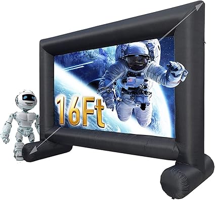 Amazon Com 16ft Inflatable Projector Screen Anti Crease Blow Up Movie Screen With Blower Portable Projection Screen For Home Theater Outdoor Indoor Support Double Sided Projection Garden Outdoor 16ft inflatable projector screen anti crease blow up movie screen with blower portable projection screen for home theater outdoor indoor support
