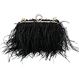 Komii Women Fluffy Ostrich Feather Evening Dress Clutch Bag Purse Shoulder Bag