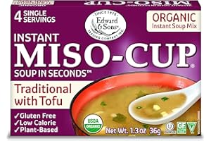 Miso-Cup Organic Traditional Soup with Tofu, Single-Serve Envelopes in 4-Count Boxes (Pack of 12)