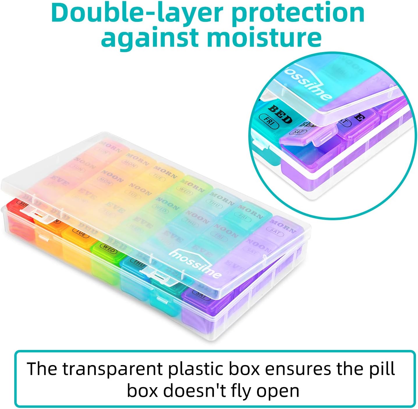 XL Pill Boxes 7 Day 4 Times a Day, Weekly Pill Box Organiser Large Daily Dossett Pill Box 7 Day 28 Compartments - Image 5