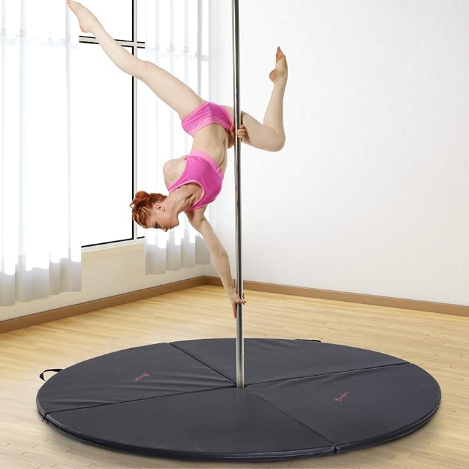 HOMCOM Colchoneta de Pole Dancing Colchoneta Amortiguadora Pole Dancing Colchoneta Bailar en Barra Plegable de Entrenamiento de Seguridad 5cm de ...