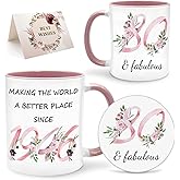 Lingdeer 80th Birthday Gifts for Women Her, 1946 Vintage Birthday Coffee Mugs with Silicone Coaster, Fabulous 1946 Gifts Ideas for 80 Years Old Women Mom Sisters Grandma