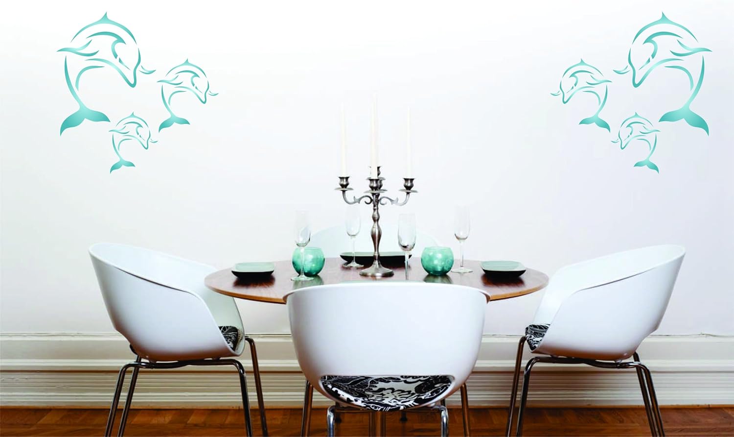 Dolphin Stencil - 26.5 x 26.5cm (M) - Reusable Large Fish Aquatic Mammal Mural Wall Stencil Template, White - Image 5