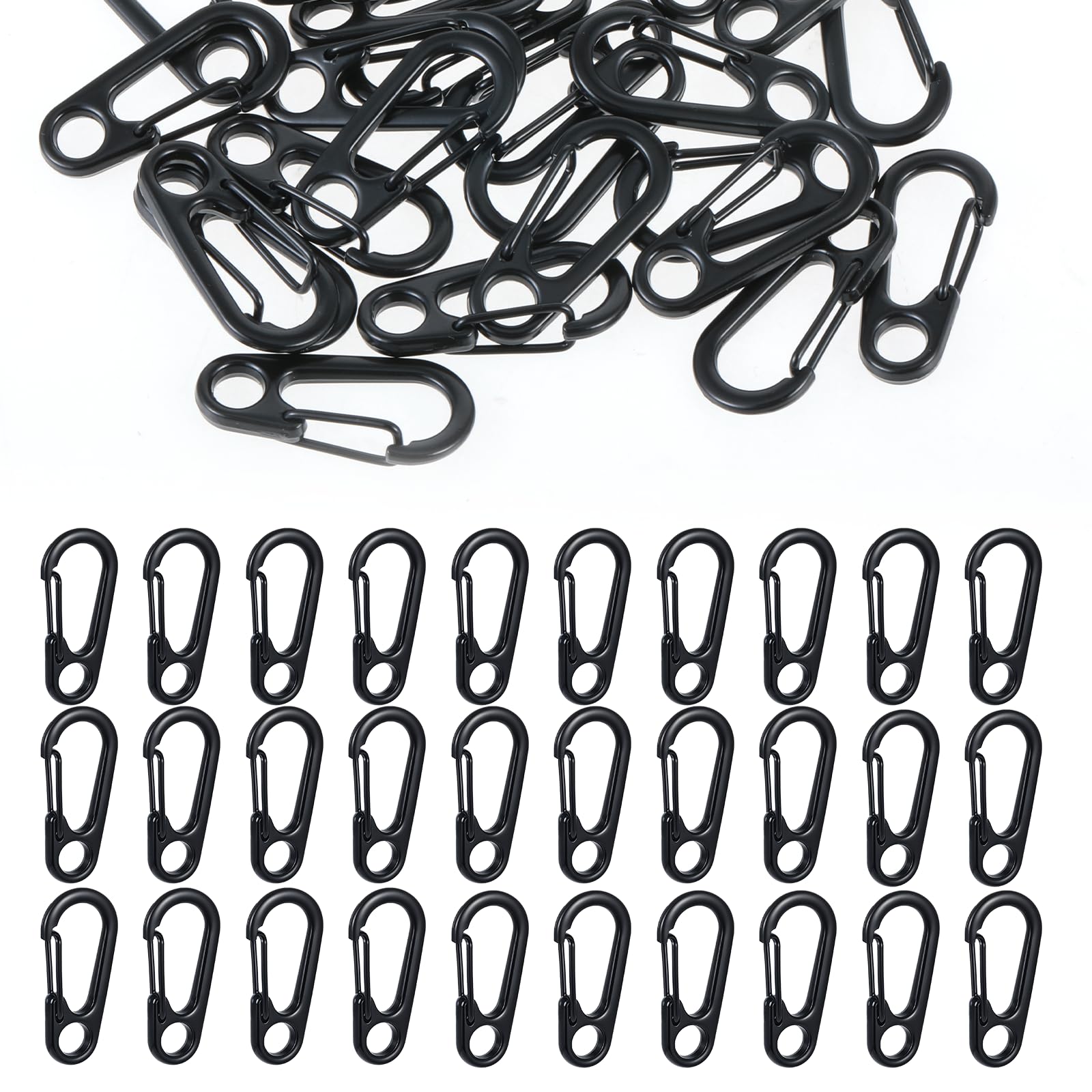Photo 1 of 30Pcs Mini Carabiner Clip 1.2 Inch Small Carabiner Clips Metal Tiny Spring Snap Hook Quick Release Carabiner Keychain Clip for Camera Strap Backpack Keychains Accessories