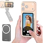 King Ma Touchscreen Monitor, Magnetic Phone Vlog Selfie Monitor Screen, Syncing iPhone Back Camera Selfie Screen with Shutter & Zoom Control, Supports iPhone 15/16 Series 4K 30FPS Recording(Gray)