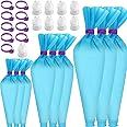 GEMLON Reusable Piping Bags Set – Silicone Pastry Bag, Icing Bag for Cake Decorating – Baking Tools Kit with 3X (12’’+14’’+16’’) Bags, 9 Tip Couplers, 9 Frosting Bag Ties, Cupcake Decorations Supplies