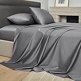 PURE ERA Sheet Set 800 Thread Count Long Staple Cotton Sateen Silky Soft Luxurious Smooth 4 Piece Set Deep Grey Queen