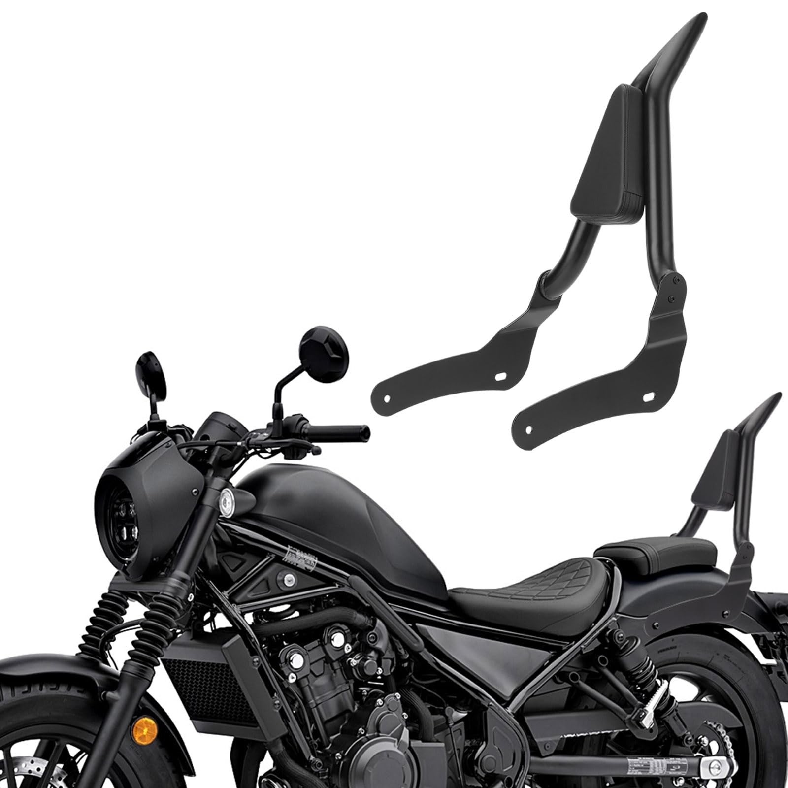 Photo 1 of Bravema Motorcycle Sissy Bar, Detachable Passenger Backrest Rear Pad Fit for Honda CMX 300 CMX 500 Rebel CMX300 CMX500 2017-2022