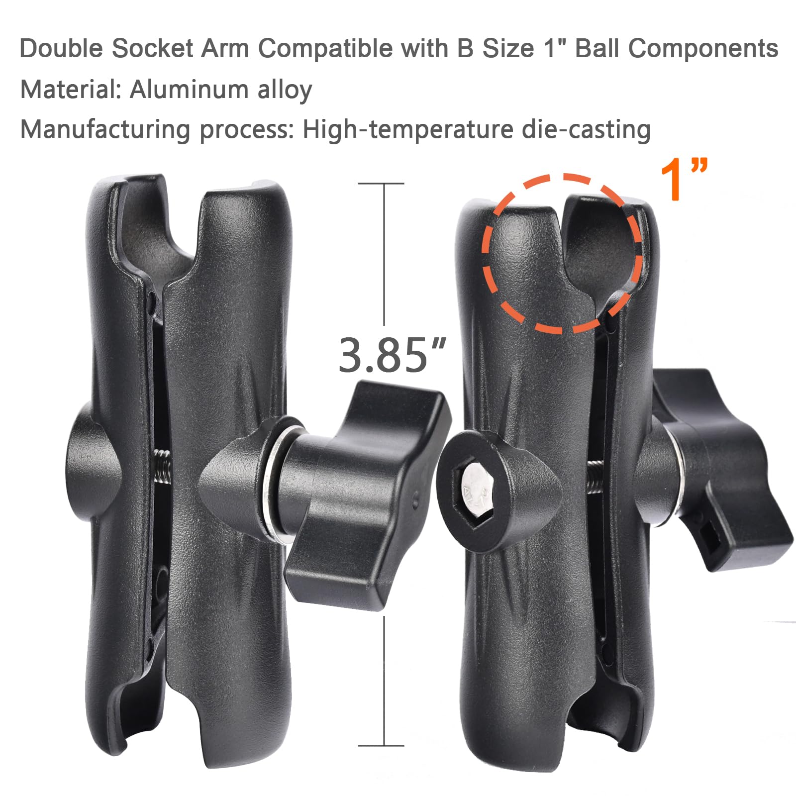 VAUBORTTI Aluminum Ball Mount for Garmin Striker 4,Double AMPS Round Plates,1