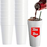 Mr Miracle 20 oz Styrofoam Cups, Disposable Foam Cups (25 Pack), Insulated White Styrofoam Coffee Cups for Hot &amp; Cold Drinks, Comparable to Industry 20J16 Standard Foam Cups, Made in USA