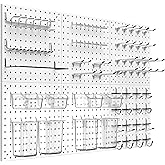 Daanxw Peg Board Kit, Includes Pegboard and Accessories,with Hooks and Bins,Peg Board Wall Organizer for Office,Ornaments Display,Crafts Organization (129, White)