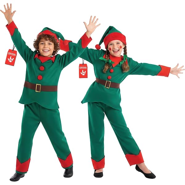 Disfraz De Elfo Navideño Para Toda La Familia | Traje Completo Con Gorro, Cinturón Y Medias | Ropa De Elfo Travieso Para Hombre, Mujer Y Niños