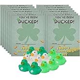 Primo Lines 12 Ducks Set – 12pcs Mini Rubber Ducks, 12pcs Cards, & 1 Glue Sheet for Party & Games (St. Patrick's Day)