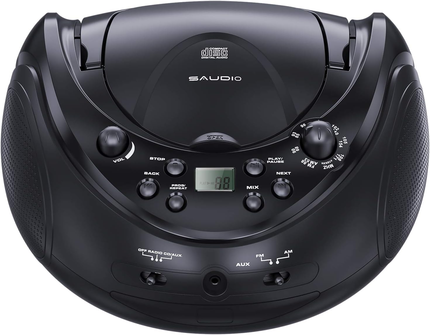 sAudio Portable Stereo CD Player, CD Boombox with AM/FM Radio and Audio Input Jack