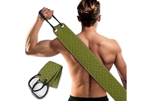 EAXUN Exfoliating Back Scrubber with Upgraded Handles, 38.5 Inch Double-Sided Body Scrub Bath Exfoliator, Exfoliating Washcloth for Use in Shower, Back Washer to Deep Clean Your Skin for Men & Women (Green)