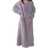 Women's Flannel Nightgown Fuzzy Fleece Cozy Plush Warm Winter Pullover Loungewear Sleepdress O Neck Nightdress