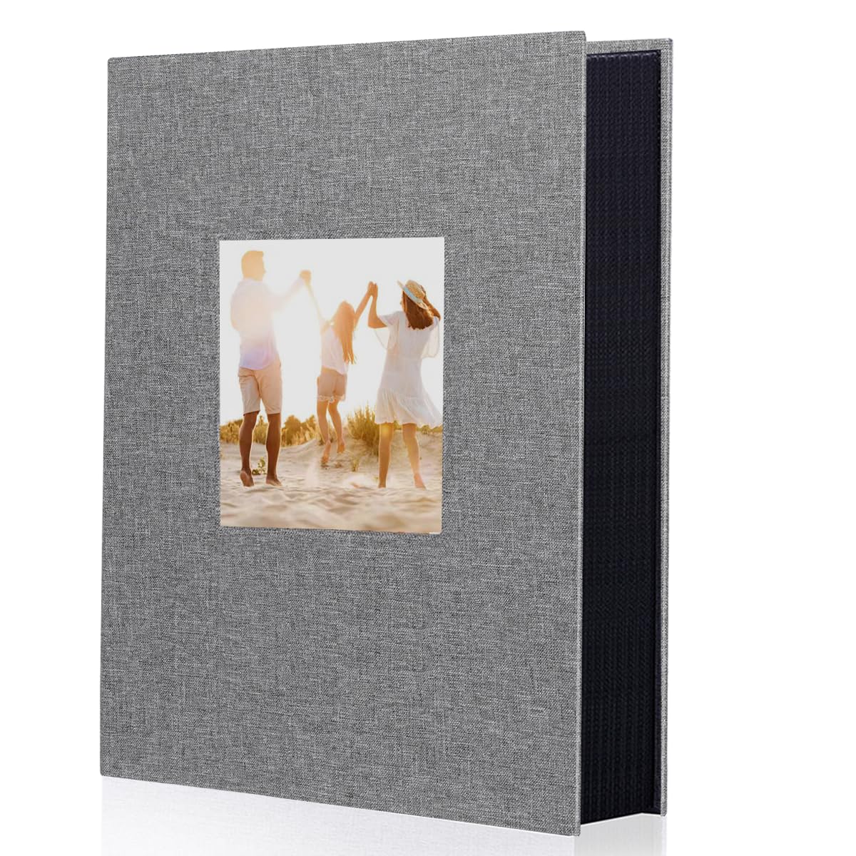 Miaikoe Photo Album 6x4 300 Pockets Slip in Large Capacity Album for Family Wedding Anniversary Linen Album Book Holds 300 Horizontal 10x15cm Photos(300 Pockets, Grey) — image 1