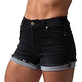 Born Primitive Flex Stretchy Jean Shorts – Cut Off Jean Shorts for Women –Denim Shorts –Cotton-Mix Blue Jean Mid-Rise Shorts