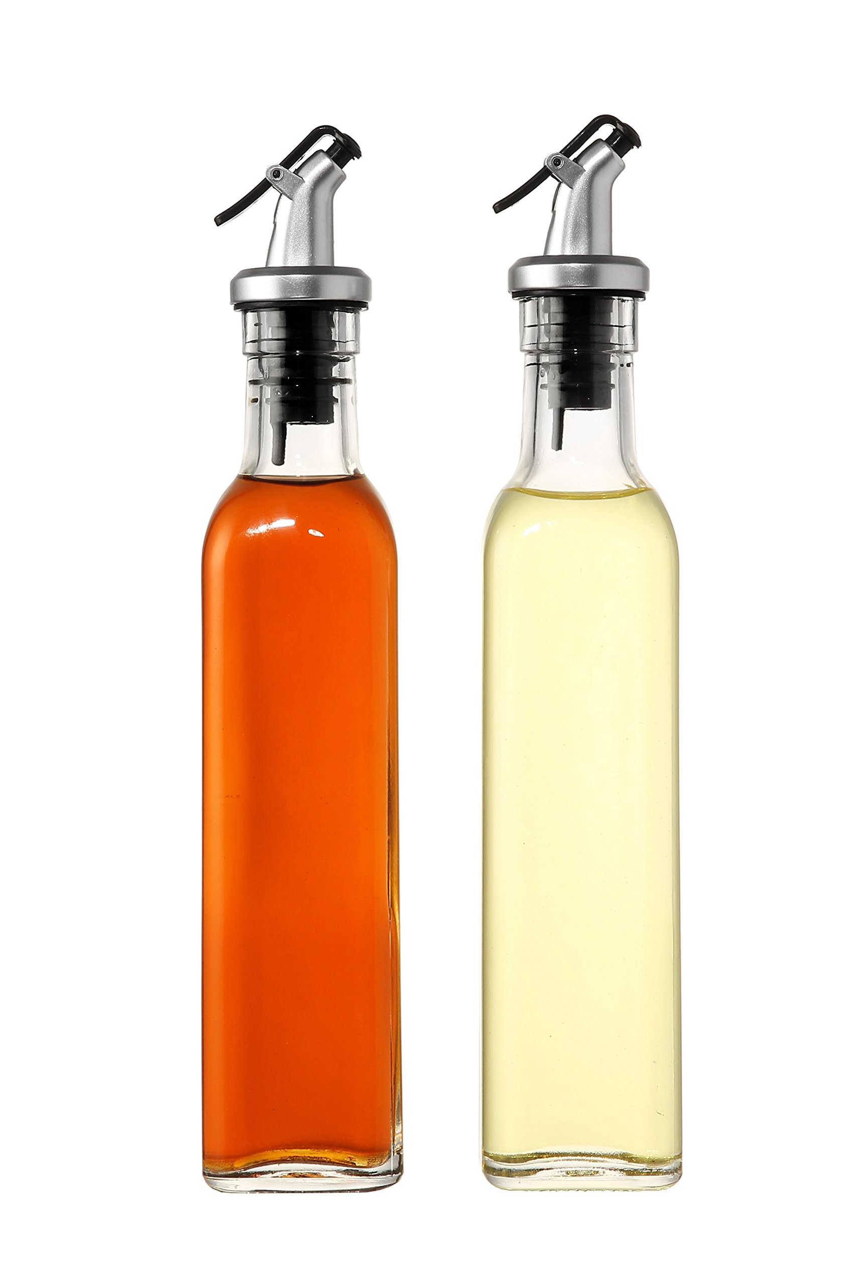 Set of 2 Oil and Vinegar Cruet Glass Bottles with Dispensers 250ml by