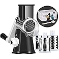 Rotary Cheese Grater Cheese Shredder - Cambom Kitchen Manual Cheese Grater with Handle Vegetable Slicer Nuts Grinder 3 Replac