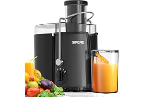 SiFENE Easy-Clean Juicer Machine, 3" Big Mouth Centrifugal Juicer Extractor Maker, Quick Juicing for Vegetables & Fruits, 3 Speed Settings, BPA-Free, Stainless Steel, Gray