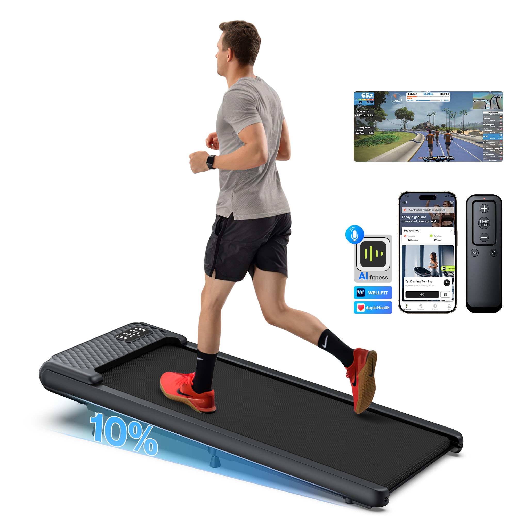 Incline Walking Pad AIRHOT In Under Desk Treadmill,