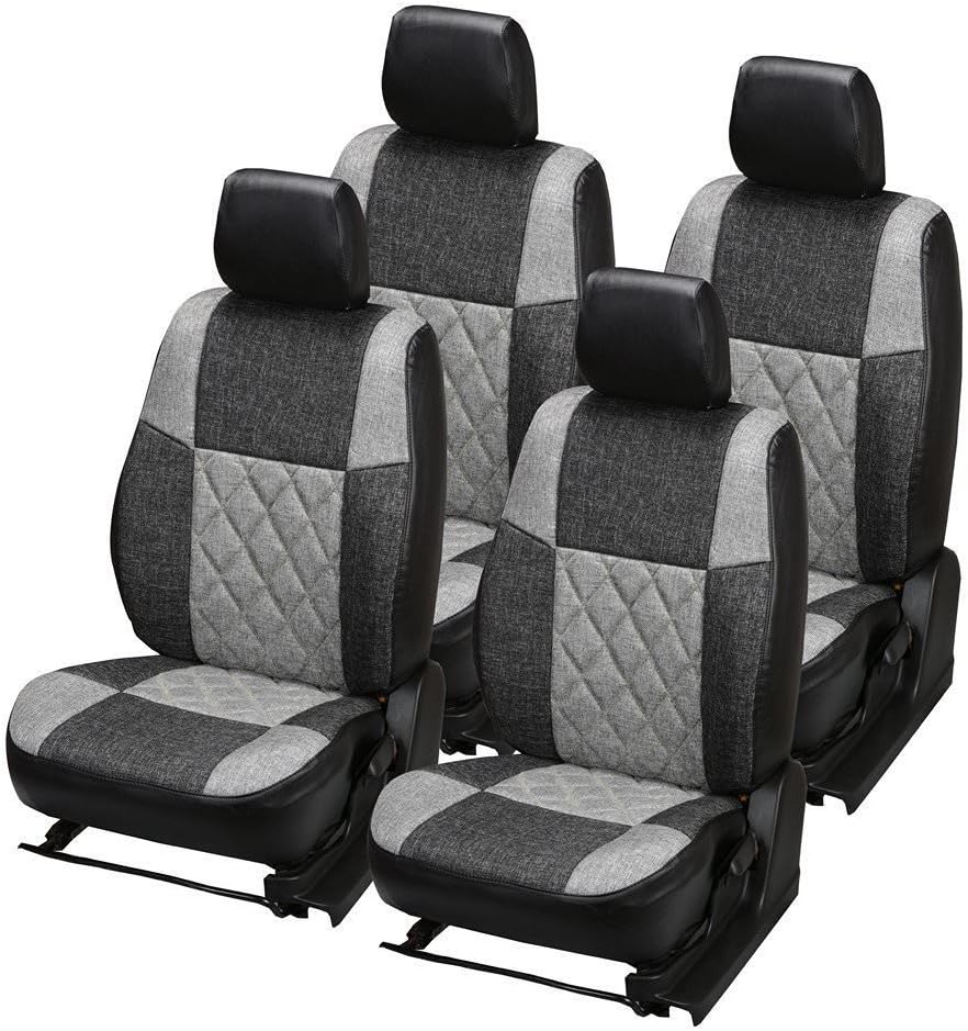 Hi Art Black and Grey Jute Car Seat Covers Compatible with