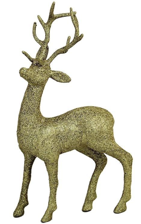 Carousel Home Standing Glitter Reindeer Christmas Decoration Gold