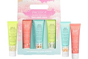 Pacifica Beauty Face Wash Trial Set, Travel Size Toiletries, Sea Foam, Glow Baby, Kale Detox Cleanser, Holiday Gift Set, Skin
