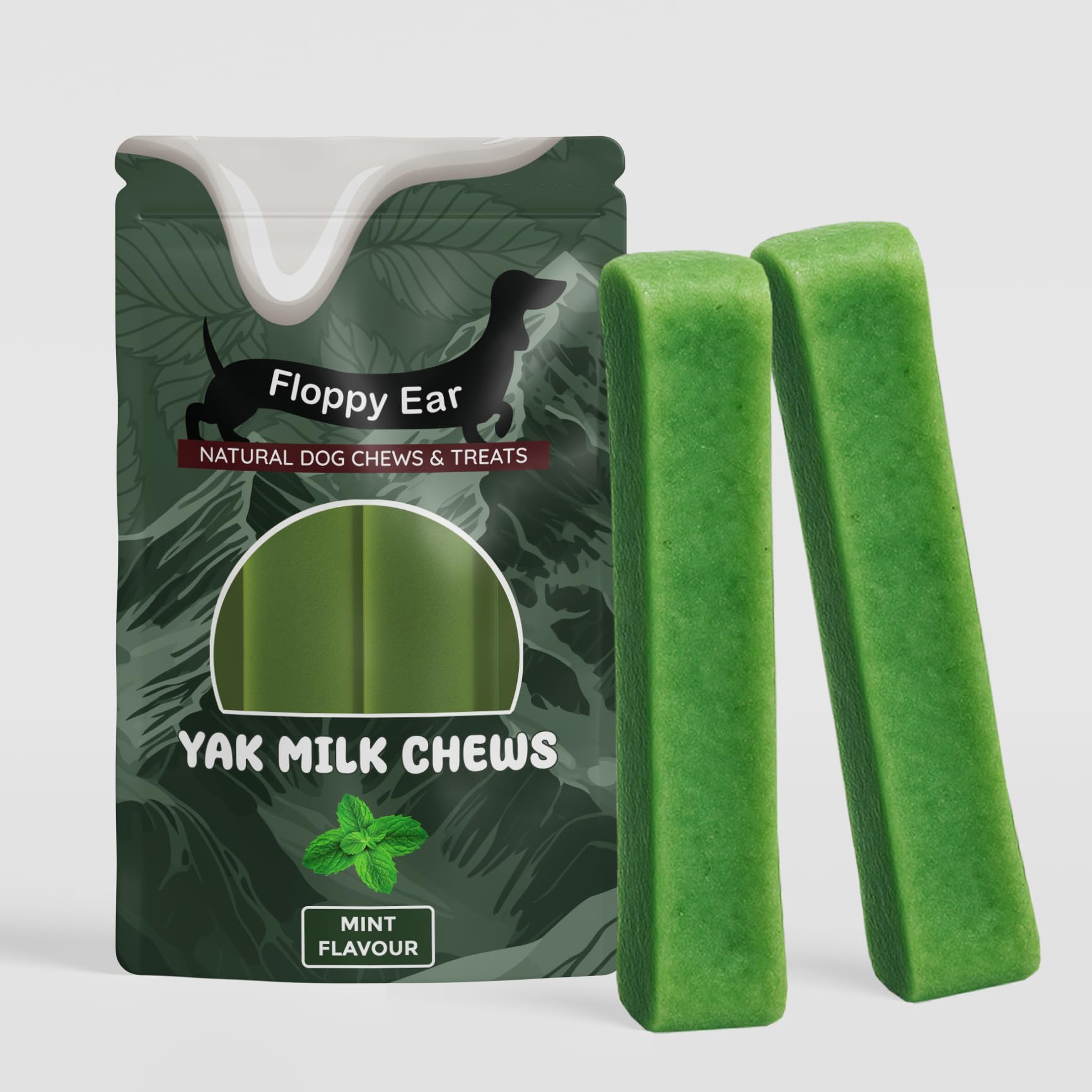 Himalayan Yak Milk Dog Chews - Mint Flavour - Yak Chews with Milk for Dogs Large (pack of 2) - Rich in Protein & Calcium - Puppy Friendly - Dog Dental Sticks - 100% Natural