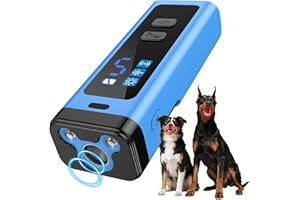 SAMULE Ultrasonic Dog Bark Deterrent Device 30 FT Handheld Anti Barking Control Device LED Barkshield for Dogs Puppy Training Tools with 5 Modes & USB-C Rechargeable for Indoor Outdoor