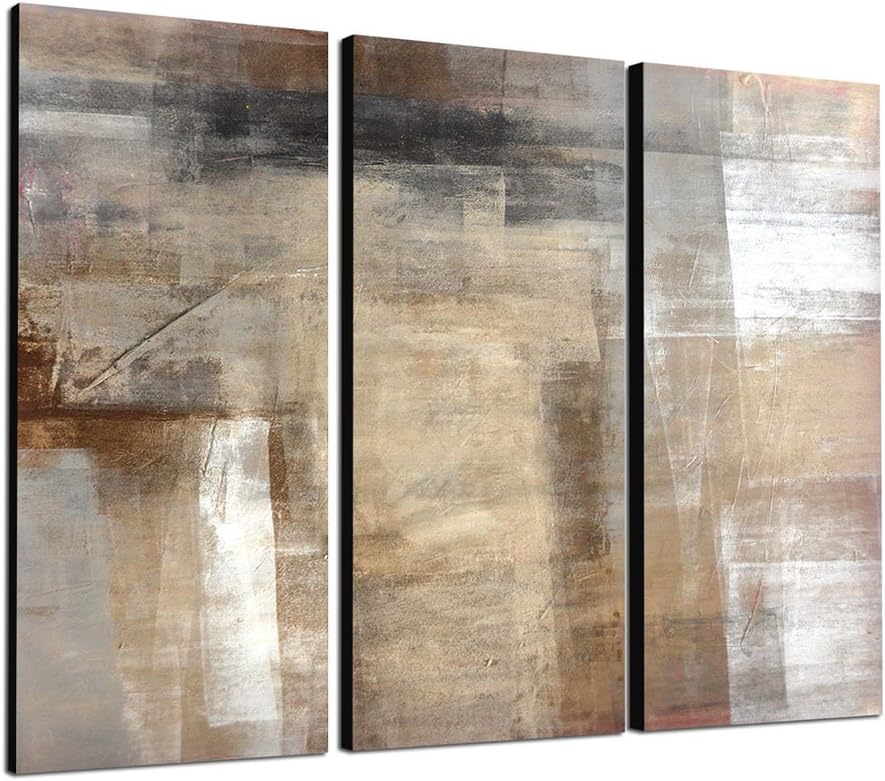 Beige / Brown Wall Image XXL 3 x 40 x 90 cm, Exclusive 3-Piece Image on Canvas and Stretcher Frame, Ready to Hang, Our…