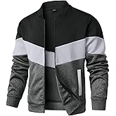Arssm Mens Lightweight Jacket Color Block Bomber Jacket Patchwork Fall Zip Up Varsity Coat