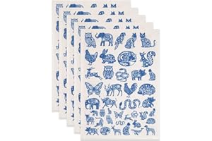 SUPERDANT 5 Pcs Blue Jungle Animal Ceramic Transfer Paper Underglaze Water Decal Ceramic Decal Paper Pottery Transfer Sheet f