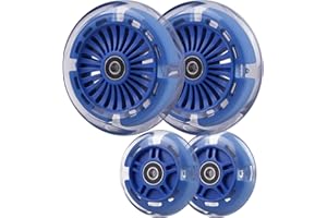 Wheelgoo 120mm 80mm Led Light Up Scooter Replacement Wheels - White Flashing- Compatible with Micro Mini, Maxi Deluxe, Globber 3-Wheeled Kid Kick Scooter, Set of 4 (Navy Blue)