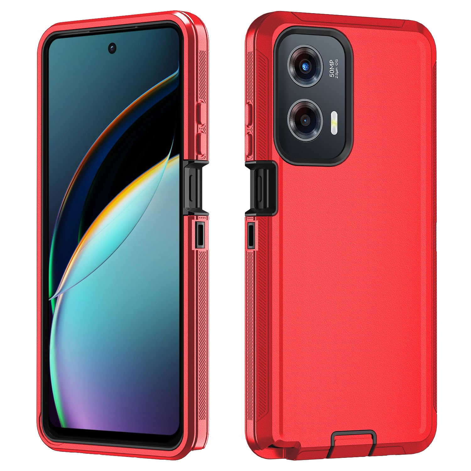 Ylzhe for Motorola Moto G Stylus 5G 2024 Case, Full Body Shockproof Drop Protection, 3 in 1 TPU Hard PC Bumper Case for Moto G Stylus 5G 2024 Red+Black