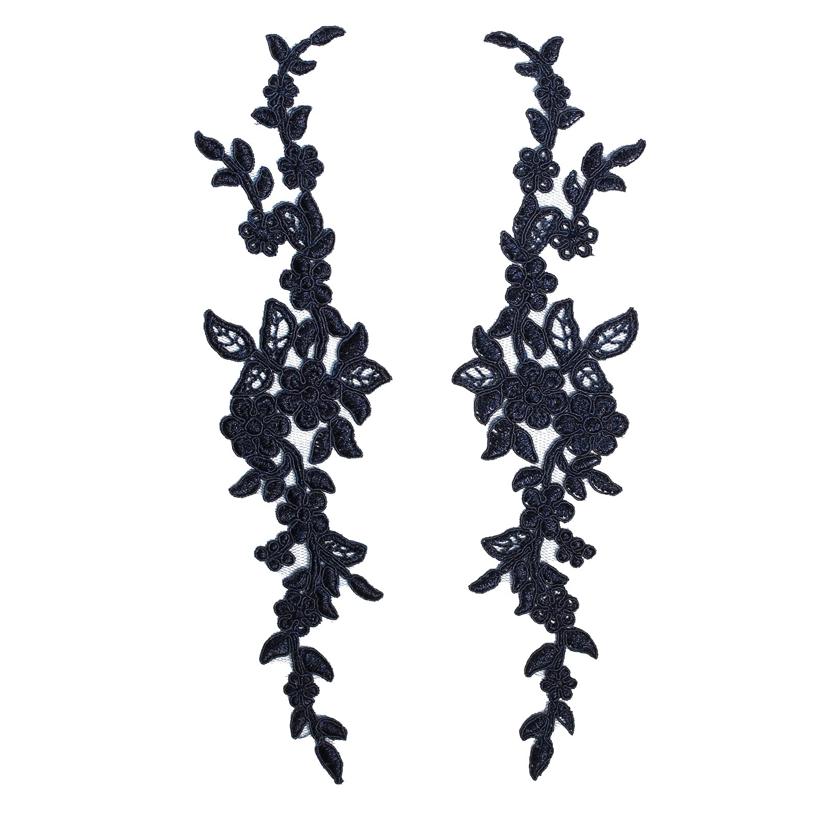 4 x Pieces Corded Lace Applique Wedding Motif Sew On #30 A (Navy) — image 1