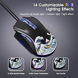 HITIME XVX Wired Gaming Mouse, 12000 DPI RGB Mouse