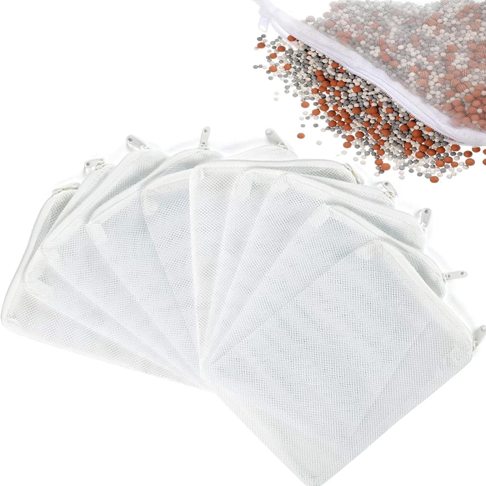 Aquarium Filter Bags 10 PCS Media Mesh Filter Bags with Zipper, Reusable Filter Socks, Aquarium Filter Media Bags, Reusable Aquarium Fish Tank Pond Net Mesh Bag