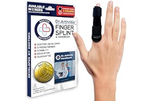 DR. ARTHRITIS Doctor Developed Finger Splint & Handbook - Trigger Finger, Arthritis, RSI - Fits Ring, Index, Pinky & Middle - 2 sizes (Black, S/M)