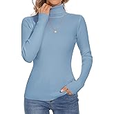 Biffxeu Turtleneck Sweaters for Women Ribbed Long Sleeve Pullover Sweater Slim Fit Jumpers Casual Trendy Knit Tops