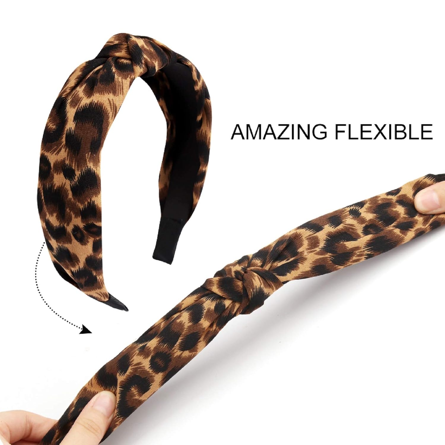 Ondder Knotted Headbands for Women Wide Headband 10 Pack Top Knot Hair Bands for Women's Hair Thick Turban Headbands Leopard Print Cheetah Headband Fashion Headband Cross Knot Hairbands Non Slip Women Headbands Diademas para Mujer : Beauty