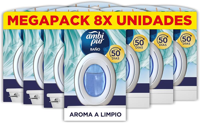 Ambi Pur Baño Ambientador Continuo Aroma a Limpio 8 Unidades