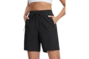 TACVASEN Women's Hiking Shorts Quick Dry Lightweight 8" Water Resistant Athletic Shorts with Pockets Outdoor Golf Active