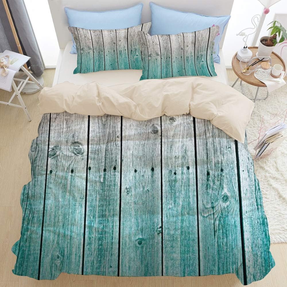 SURERUIM Decorative Duvet Cover Single Pieces Rustic Wood Panels Background with Digital Tones Effect Country House Art Image Bedding comforter Cover for Home Dorm Hotel Decor,Reversible Beige Design