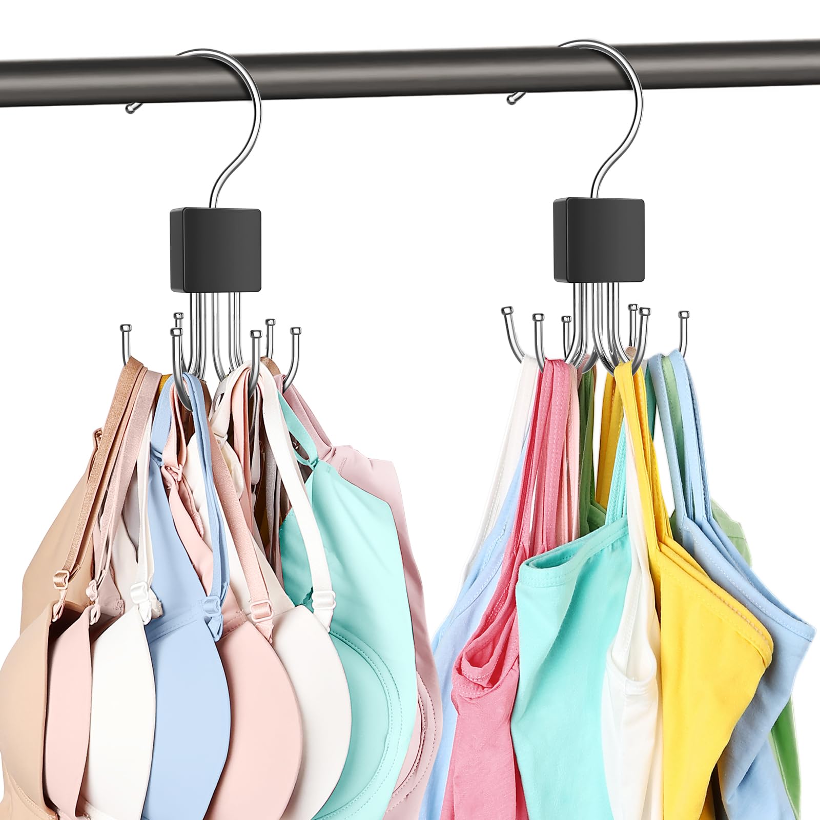 Photo 1 of 2 Pack Tank Top Hanger, Bra Hangers for Closet Organizer Max 36 Storage Capacity, Space Saving 360°Rotatable Metal Bra Organizer, Closet Organizers and Storage for Tank Top, Bras, Scarf, Purse etc.