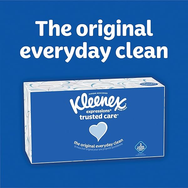 KLEENEX TRUSTED CARE 2-PLY TISSUES, 8-7/16″ X 8-1/2″, WHITE, 160 TISSUES PER BOX, PACK OF 3 BOXES