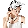 SWEETV Fascinators Headband with Feather, Women's Tea Party Hat for Kentucky Derby, Cocktail, Wedding, Fancy Dress Party