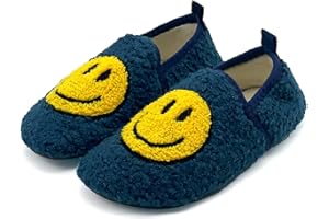 COVS Smile Face Slippers Kids Toddler Slippers for Boys Girls Slippers Toddler House Shoes Non-Slip TPR Soft Sole Kids Slippers Home Socks Shoes